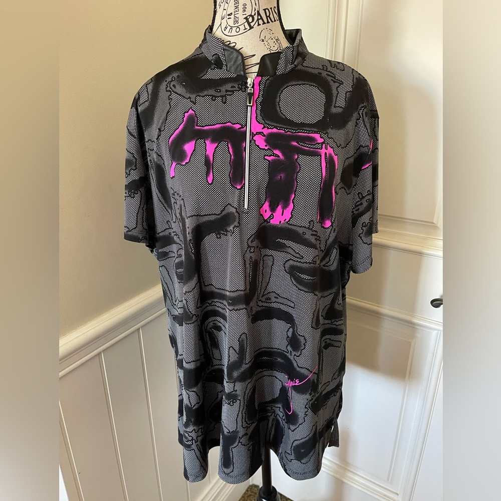 Women’s Jamie Sadock Black, Grey and Pink Golf Shirt